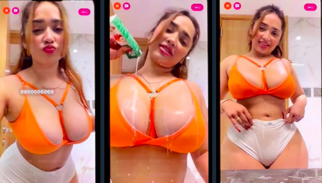 ADITI MISTRY Latest XXX Leaked Banana Blowjob, Pouring Lassi on her Juicy Huge Tits & Ass Saying “Oops Dikh rha hai guys” On Live