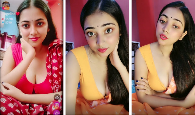 Insta Model Anjali Aka Angelina Naked Leaked Stripping & Pressing Big Tits On Premium Tango Live
