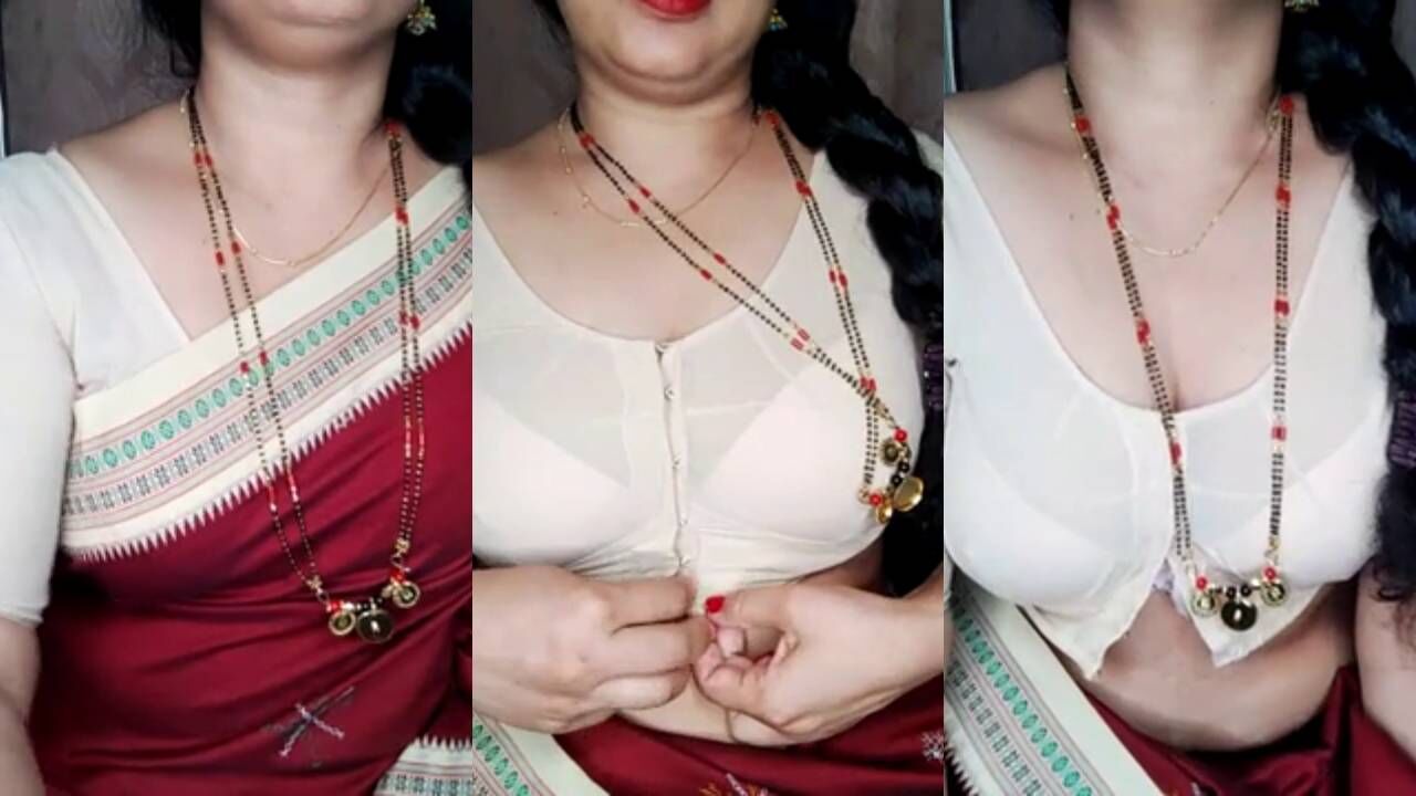 Horny Telugu housewife nude xxx topless rubbing oil on her big boobs live cam